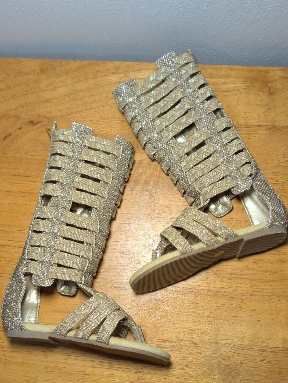 Joyfolie Gold Metallic Gladiator Sandals Toddler Little Girls Size 7